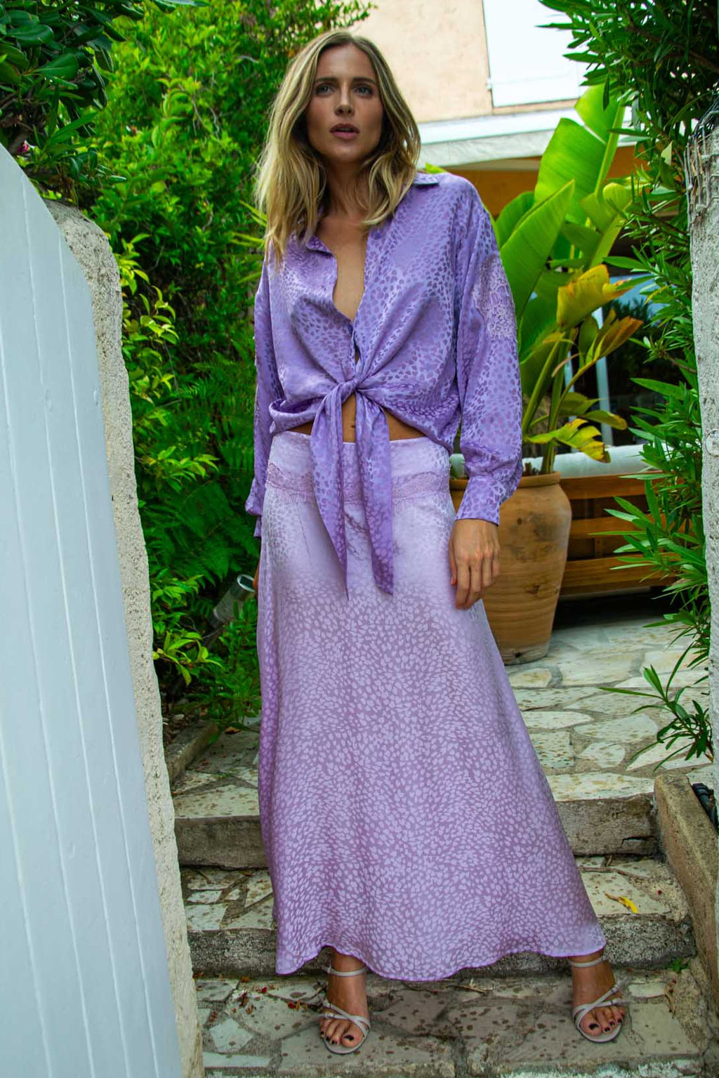 Rika Shirt in Silk Heart - Vanita Rosa