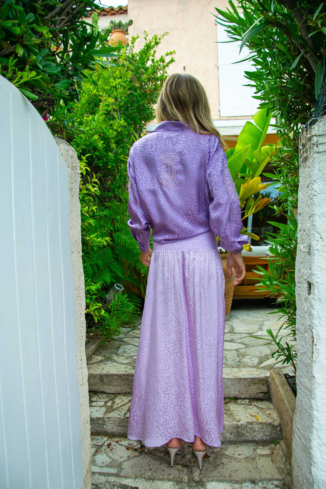 Rika Shirt in Silk Heart - Vanita Rosa