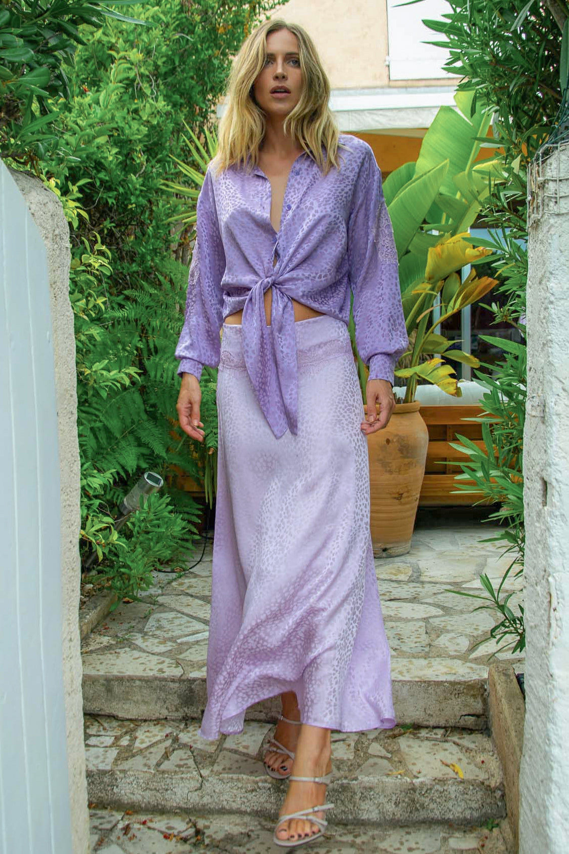 Mia Long Skirt in Silk Heart