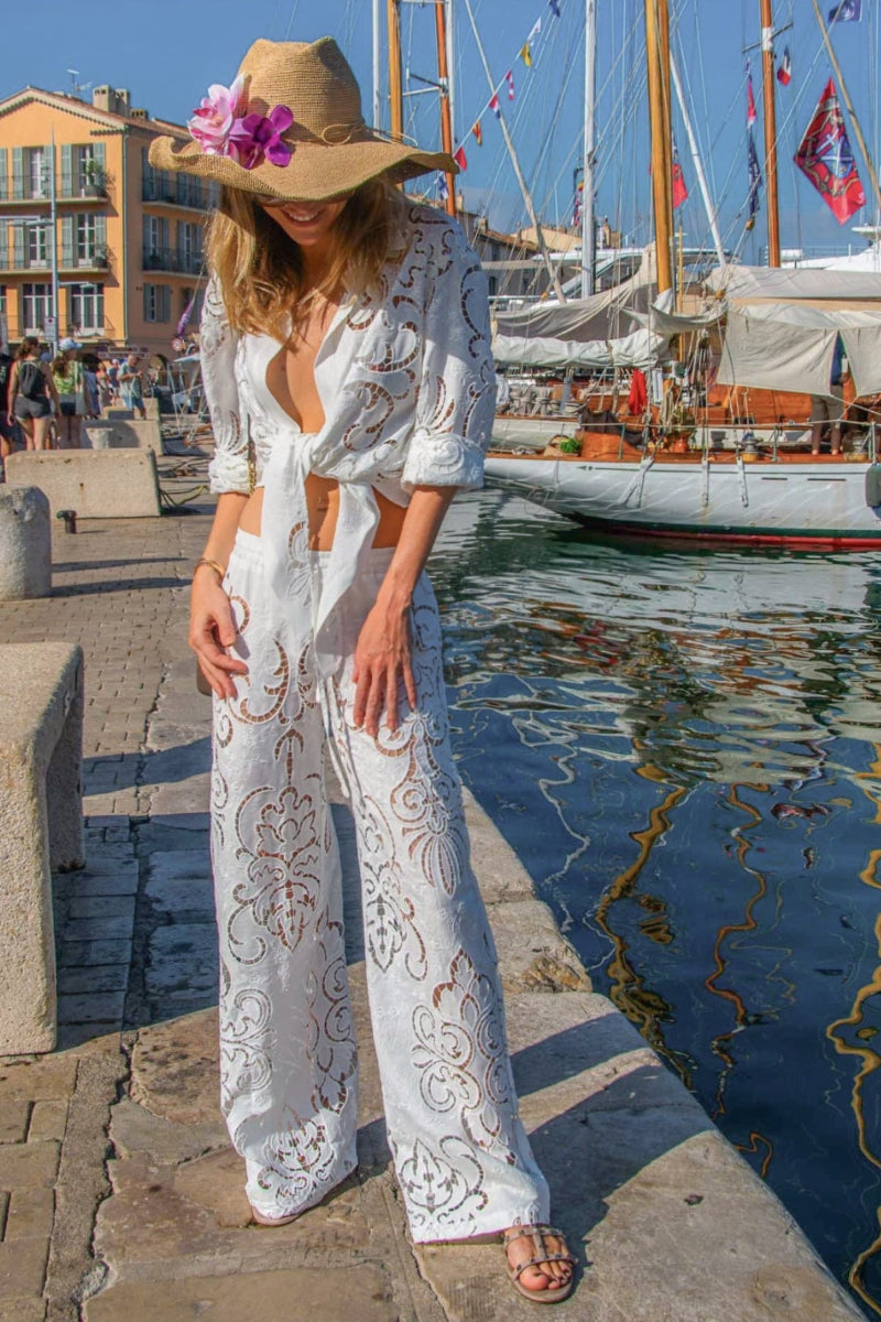 Chemise Rika en guipure blanche