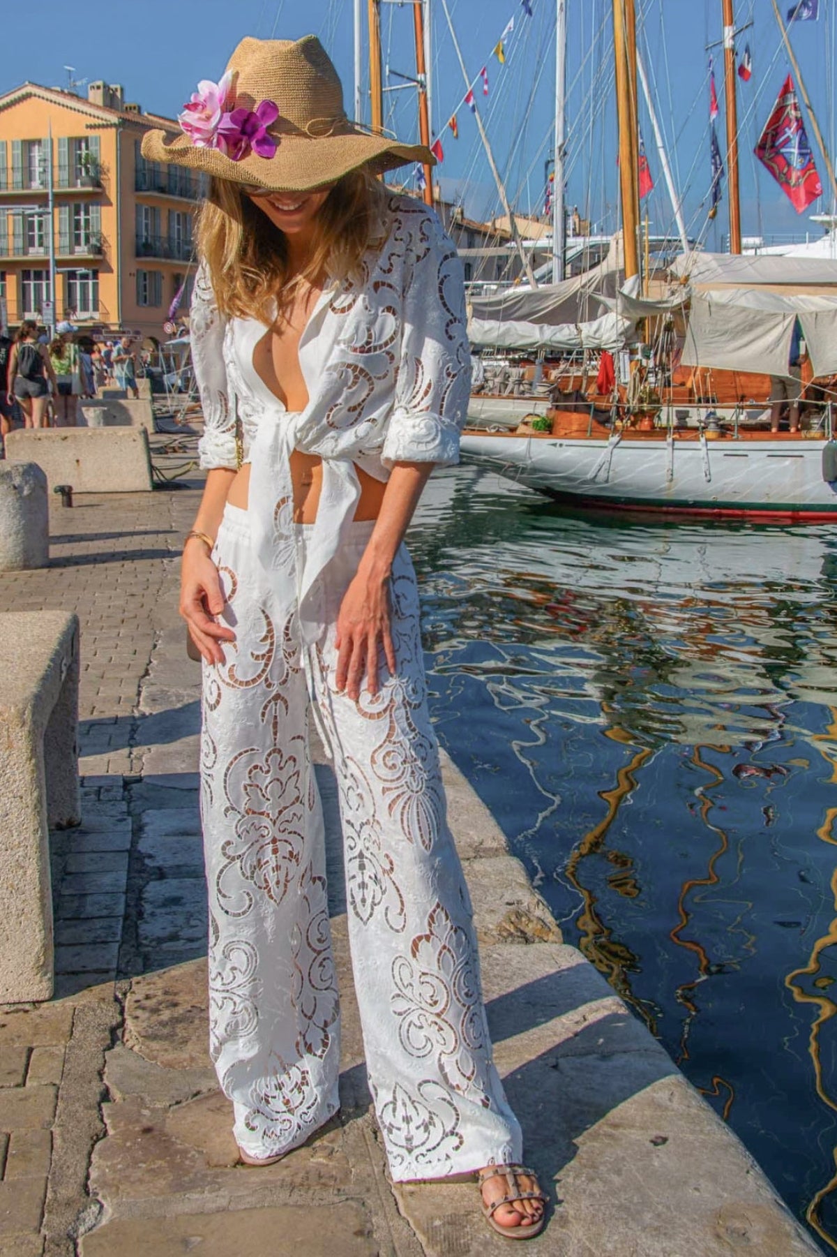 Rika Shirt in White Guipure