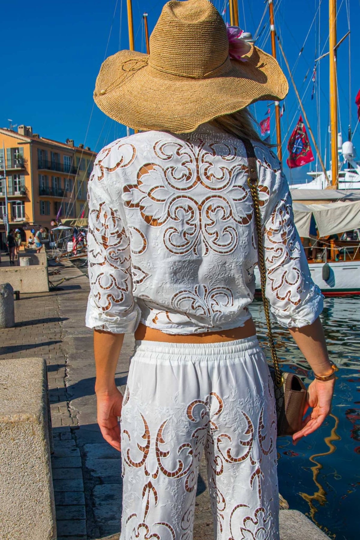 Rika Shirt in White Guipure Cotton - Vanita Rosa