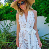 Riri Dress in White Guipure Cotton - Vanita Rosa