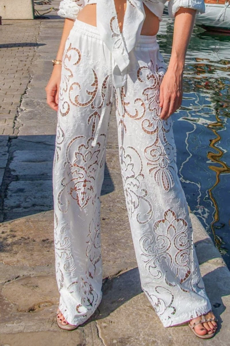 Roberta Pants in White Guipure