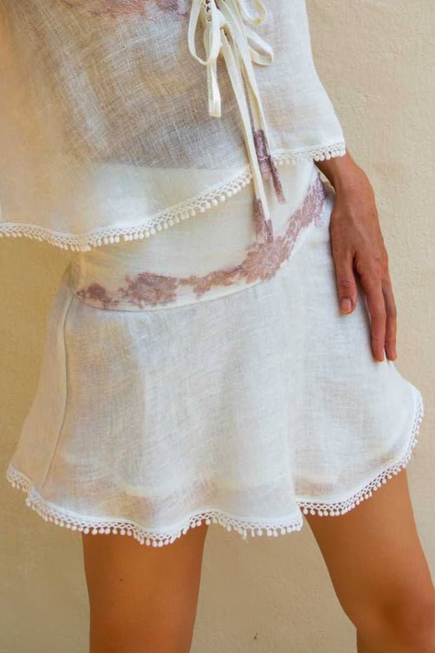 Romane Skirt in Fine Linen Gauze Ivory - Vanita Rosa