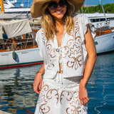 Romane Skirt in White Guipure Cotton - Vanita Rosa