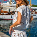 Romane Skirt in White Guipure Cotton - Vanita Rosa