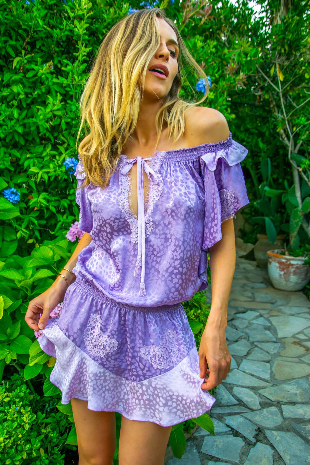 Romy Dress in Heart Silk - Vanita Rosa