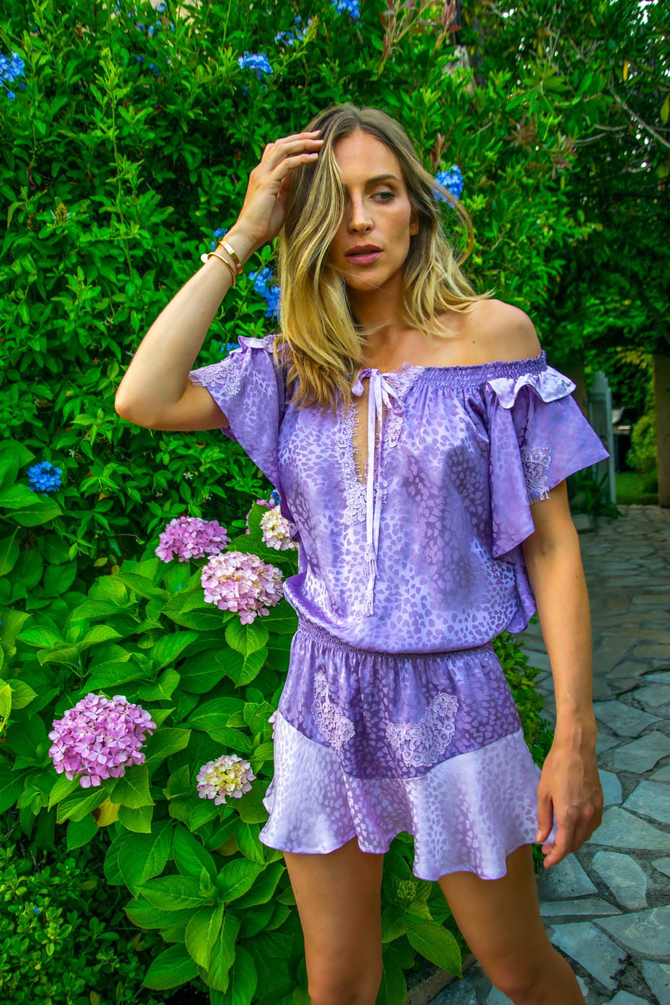 Romy Dress in Heart Silk - Vanita Rosa