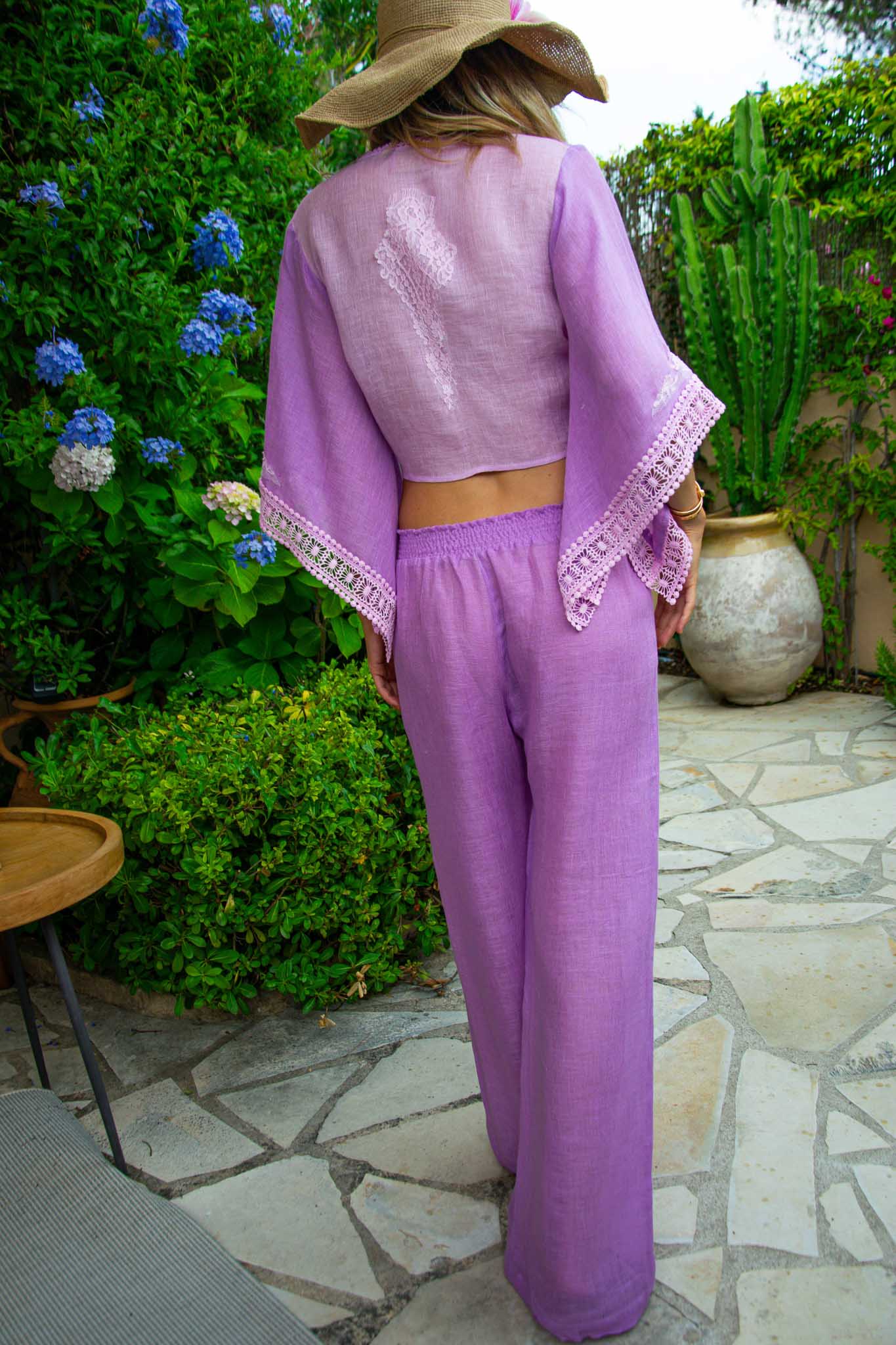 Ronnie Top in Linen Gauze Lilac - Vanita Rosa