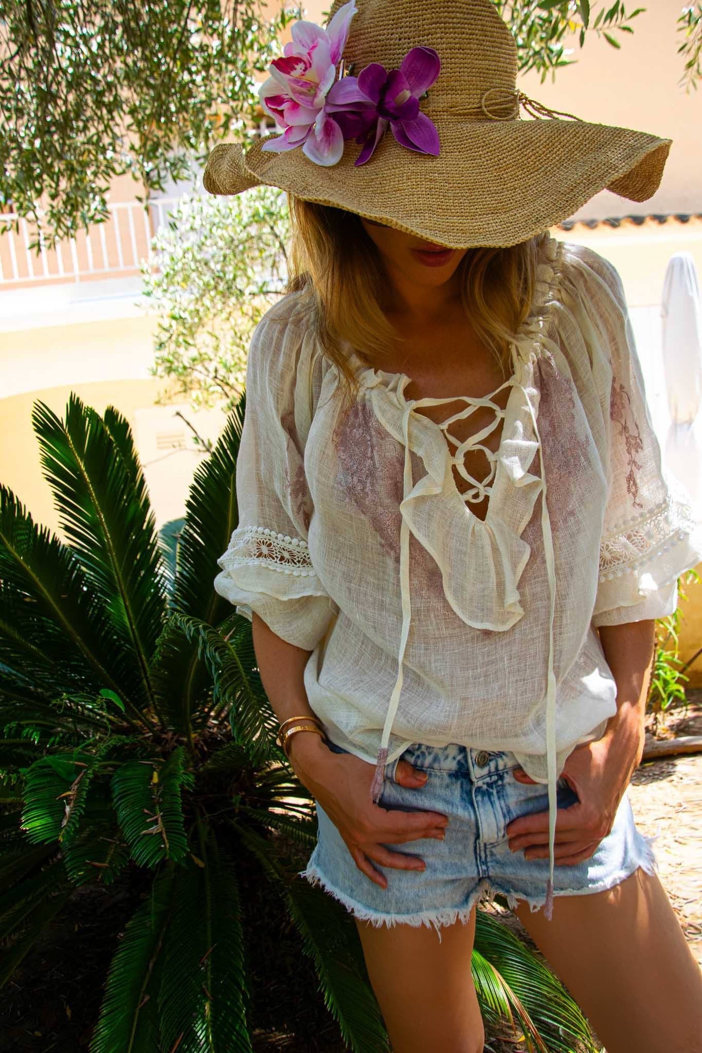 Rosana Tunic in Fine Linen Gauze - Vanita Rosa