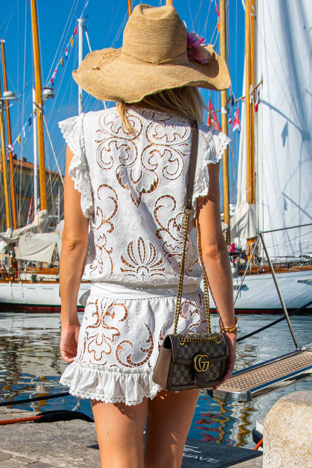 Roxanne Dress in White Guipure Cotton - Vanita Rosa