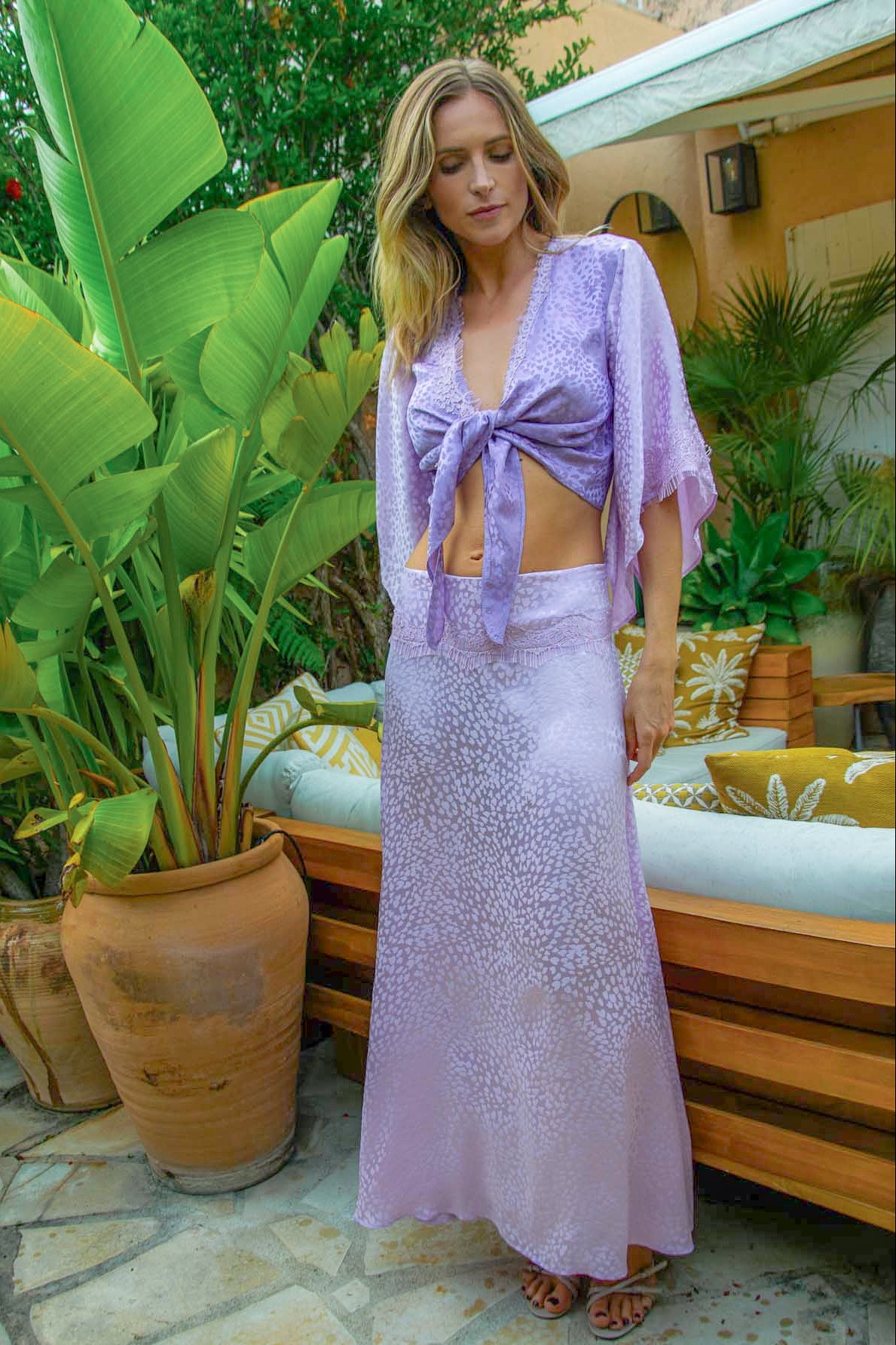 Mia Long Skirt in Silk Heart